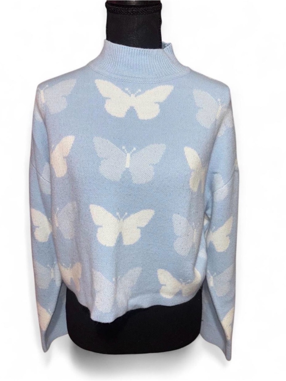 Blue & white butterfly sweater